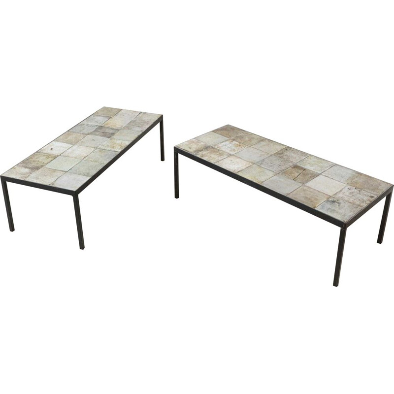 Pair of ceramic coffee tables by Michelle and Jacques Serre