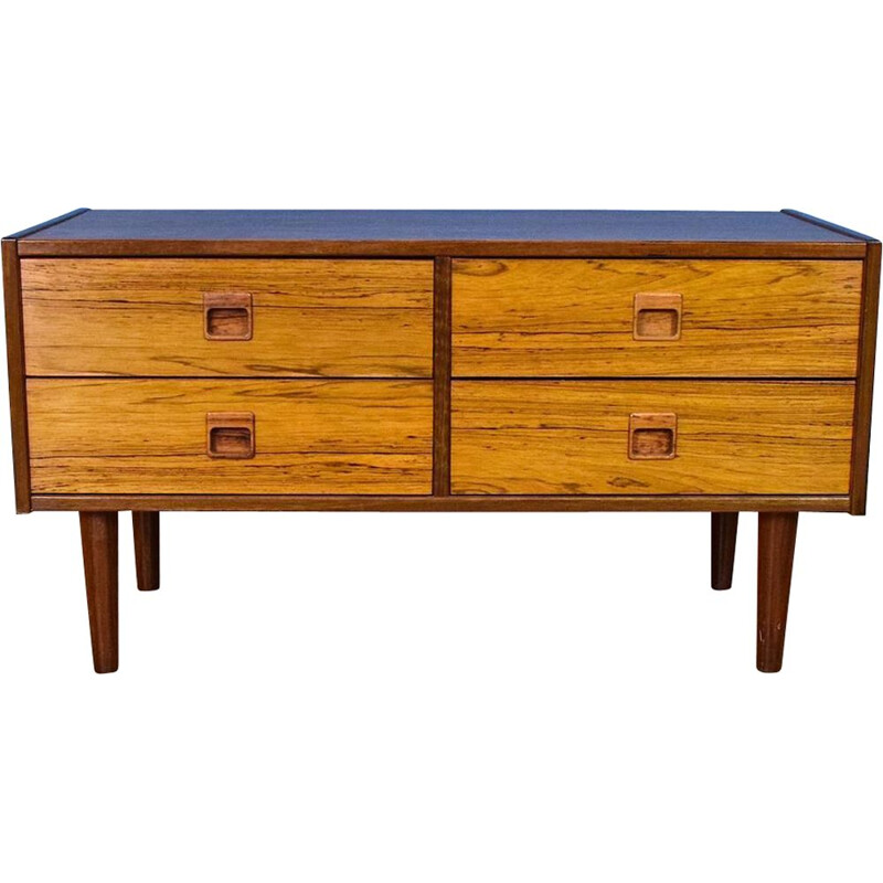 Vintage Danish Rosewood Low TV Stand Sideboard with 4 Drawers 1970s