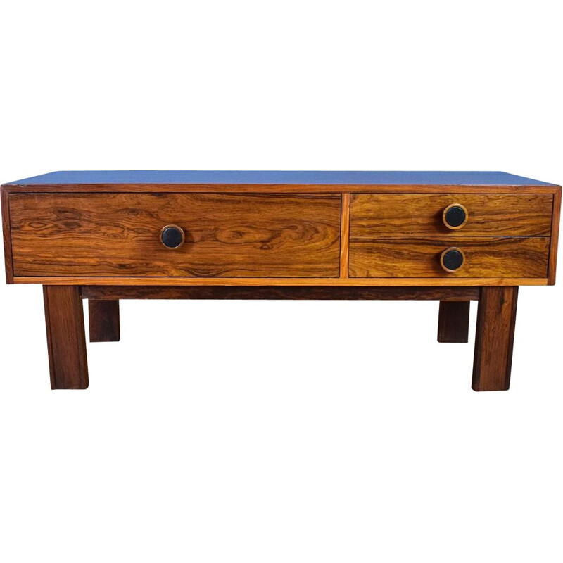 Danish Rosewood Low TV Stand with 3 Drawers 1970s