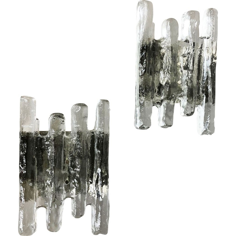 Set of 2 vintage Glass Wall Lights by Kalmar Lights, 1960s