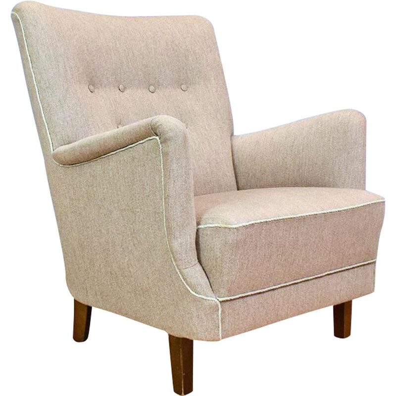 Vintage Grey Wool armchair, 1950s