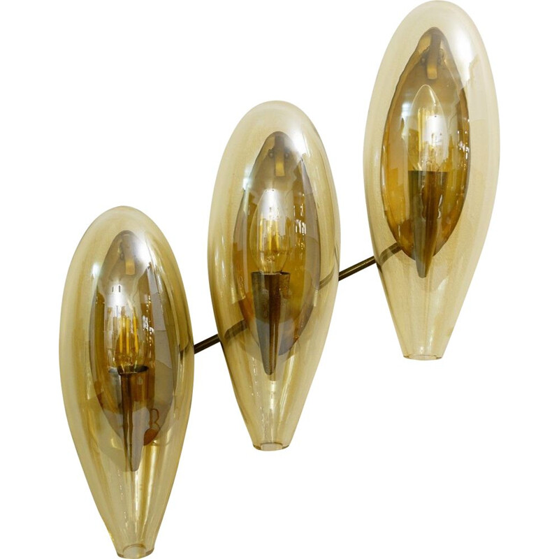 Vintage wall light in smoked glass from Murano, Italy