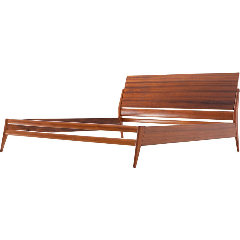 Italian Vintage Mahogany Double Bed by Silvio Cavatorta, 1950s