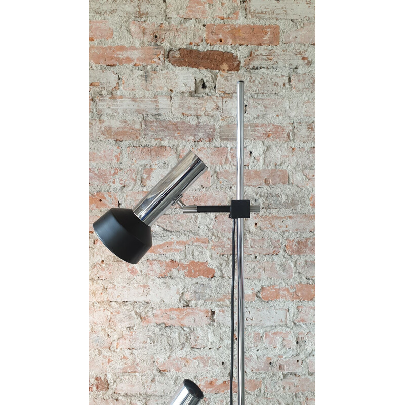 Vintage Floor Lamp Silver-Black, 1970