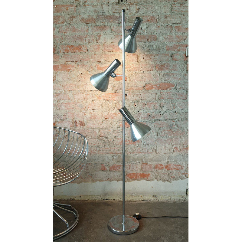 Silver vintage floor lamp, 1970s