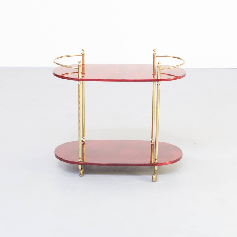 Vintage serving trolley for Tura Milano by Aldo Tura, 1960s