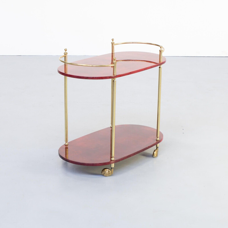 Vintage serving trolley for Tura Milano by Aldo Tura, 1960s