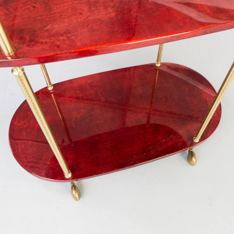 Vintage serving trolley for Tura Milano by Aldo Tura, 1960s