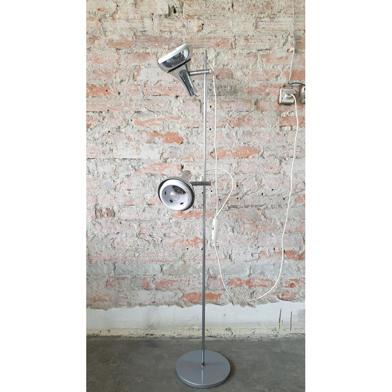 Silver vintage floor lamp, 1960s