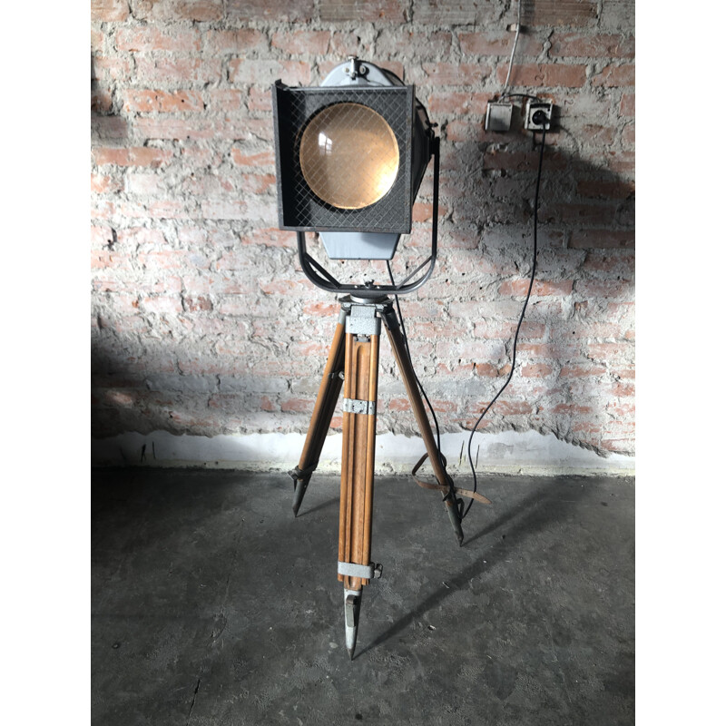 Vintage wooden theater lamp by Veb Narva, Germany