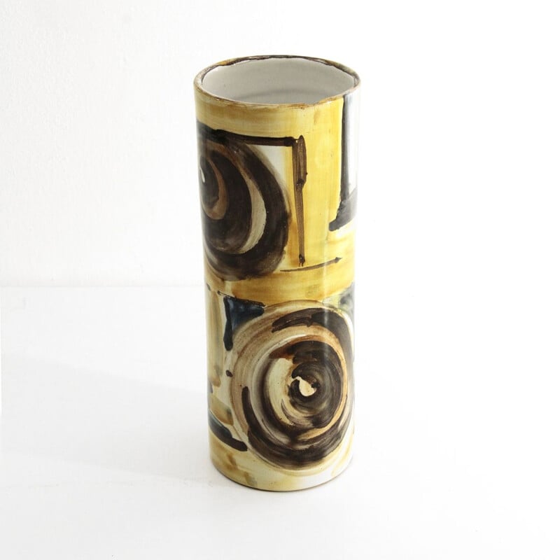 Vintage glazed ceramic vase by Giuseppe Barile for Albisola, 1950