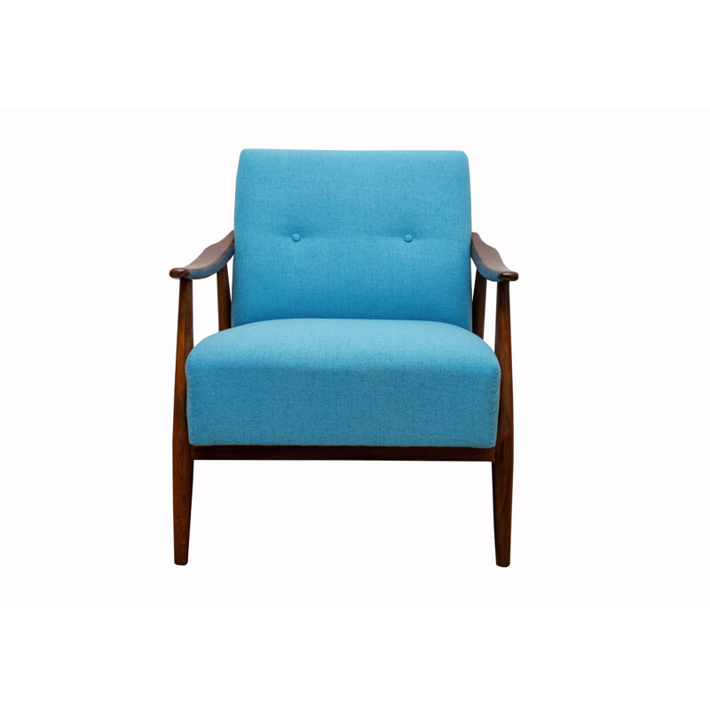 Armchair in teak light blue, restored 1950s 