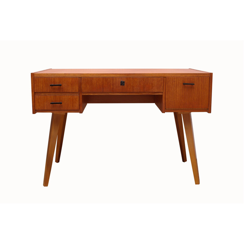 Bureau vintage 1950 en teck 3 tiroirs