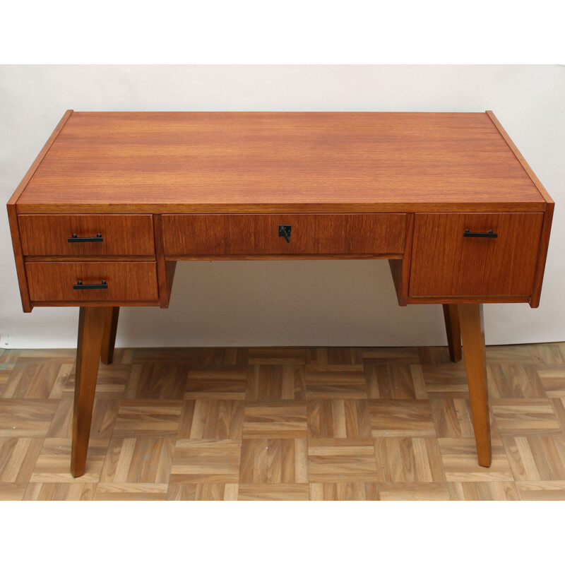 Desk in teak 3 drawers 1950s