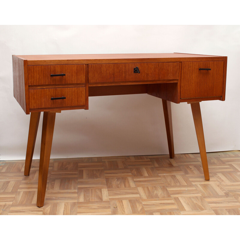 Desk in teak 3 drawers 1950s