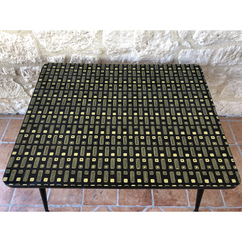 Vintage coffee table or side table in yellow and black formica circa 60 70