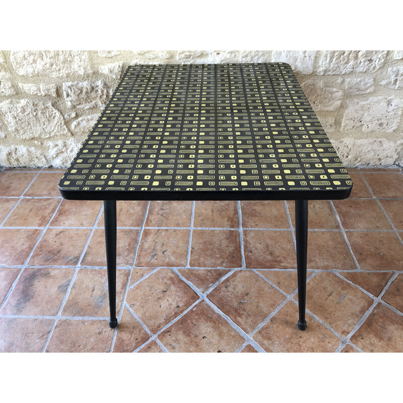 Vintage coffee table or side table in yellow and black formica circa 60 70