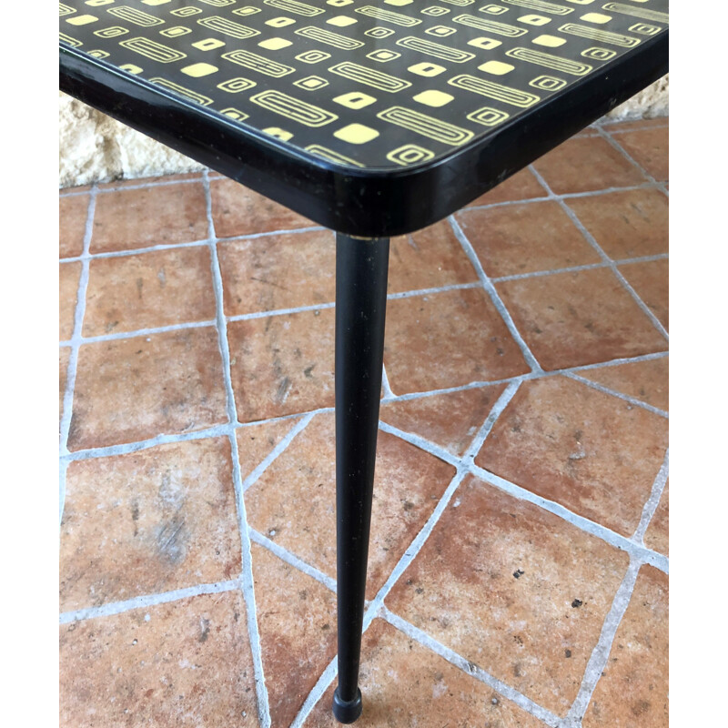 Vintage coffee table or side table in yellow and black formica circa 60 70