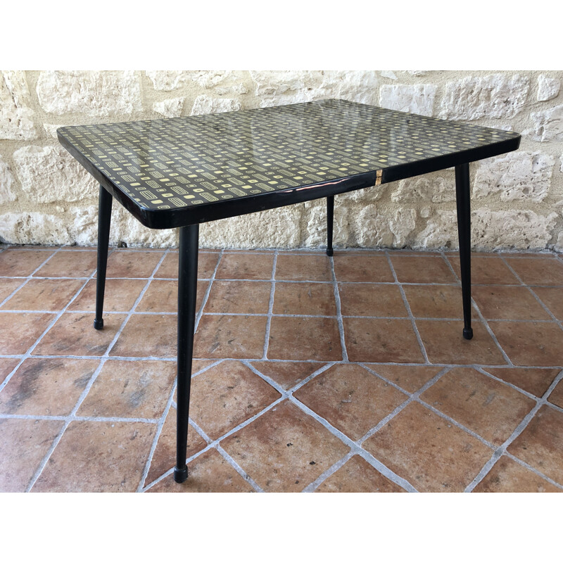 Vintage coffee table or side table in yellow and black formica circa 60 70