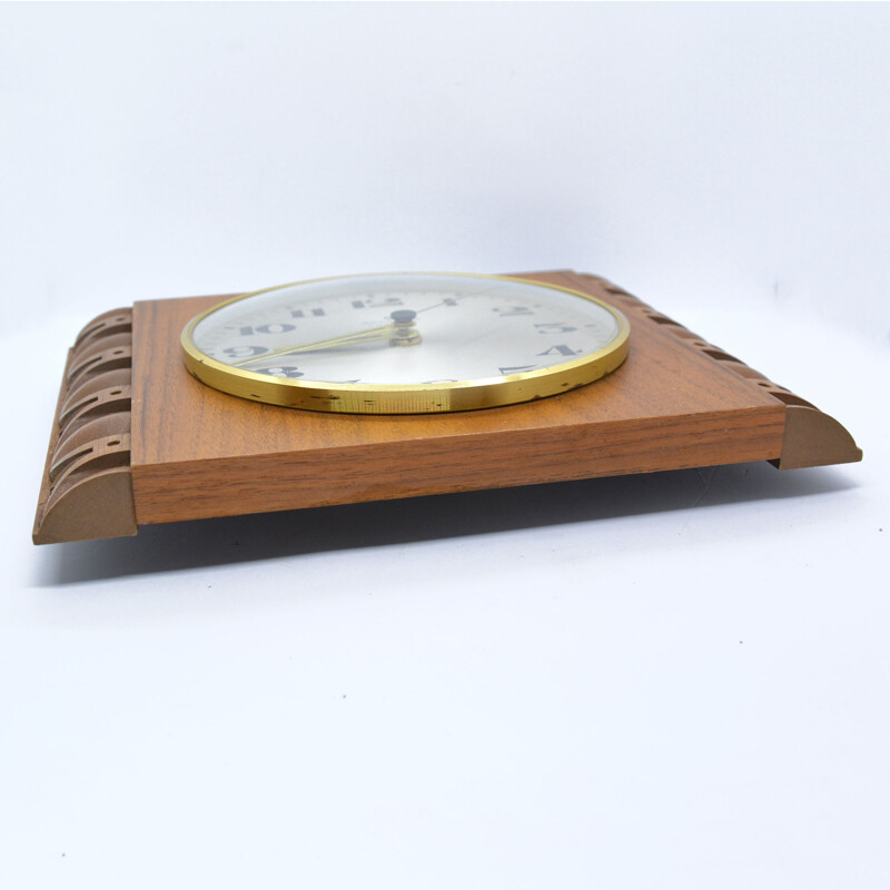 Walnut wall clock, Junghans Resonic Germany 70s