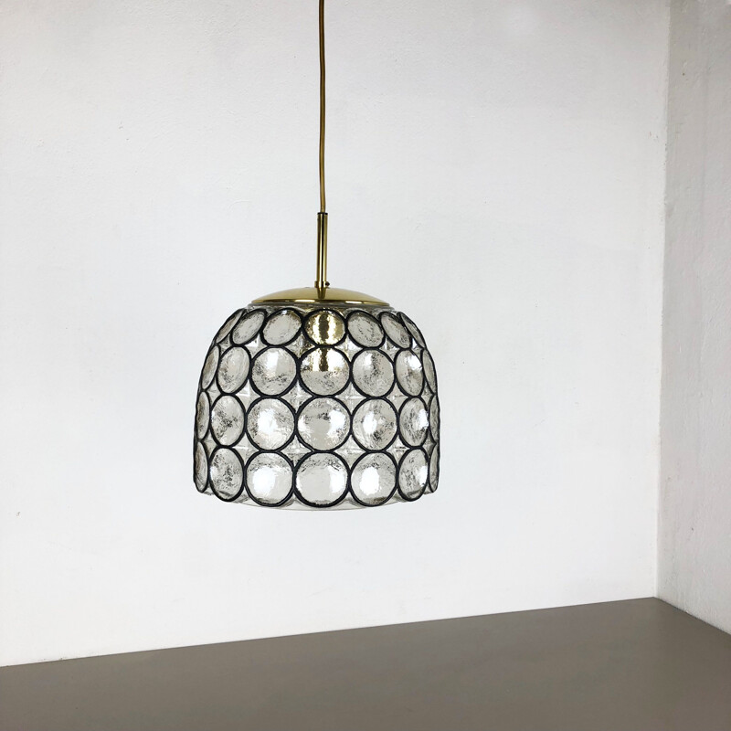 Hanging Light Made by Glashütte Limburg, Germany, xxl "Iron Rings" 1970s