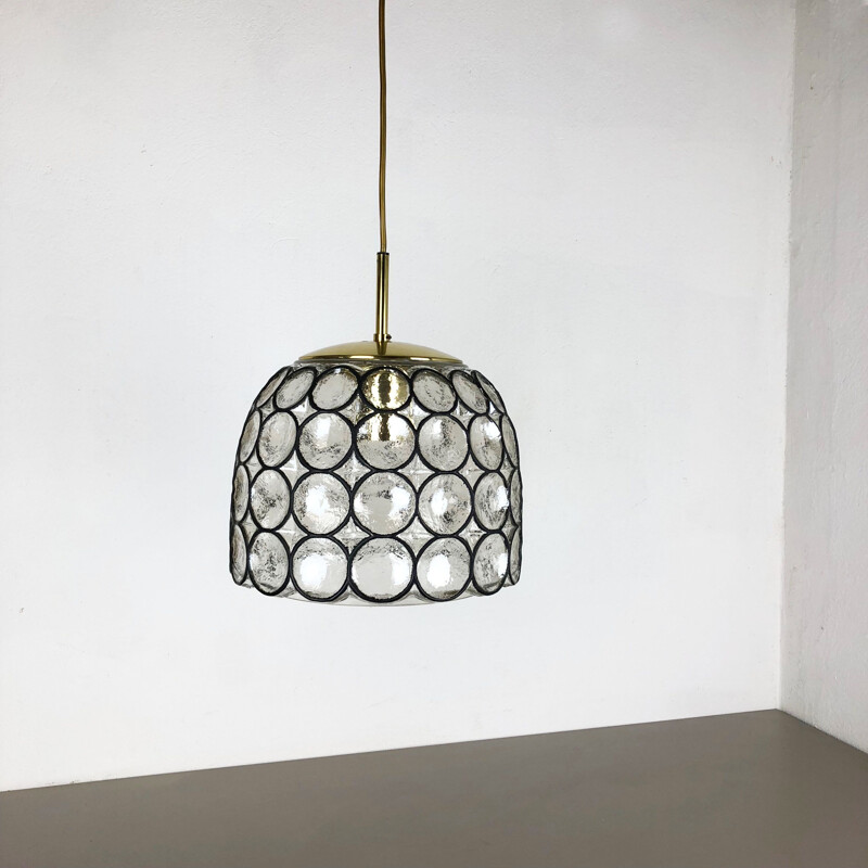 Lampe à suspension fabriquée par Glashütte Limburg, Allemagne, xxl "Iron Rings" 1970