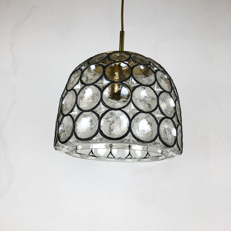 Lampe à suspension fabriquée par Glashütte Limburg, Allemagne, xxl "Iron Rings" 1970