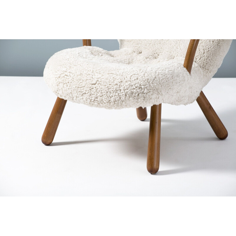 Philip Arctander Pair of Sheepskin Clam Chairs, 1950s