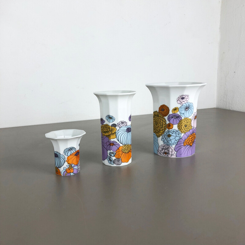 Set of 3 Floral Vases Tapio Wirkkala for Rosenthal Studio Line, Germany, 1980s