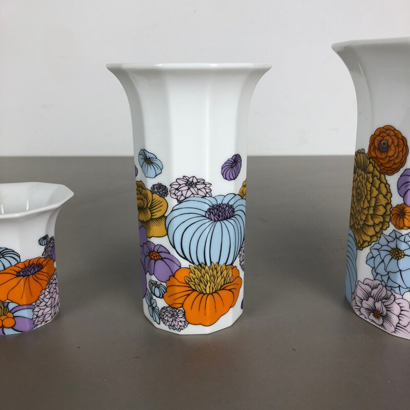 Set of 3 Floral Vases Tapio Wirkkala for Rosenthal Studio Line, Germany, 1980s