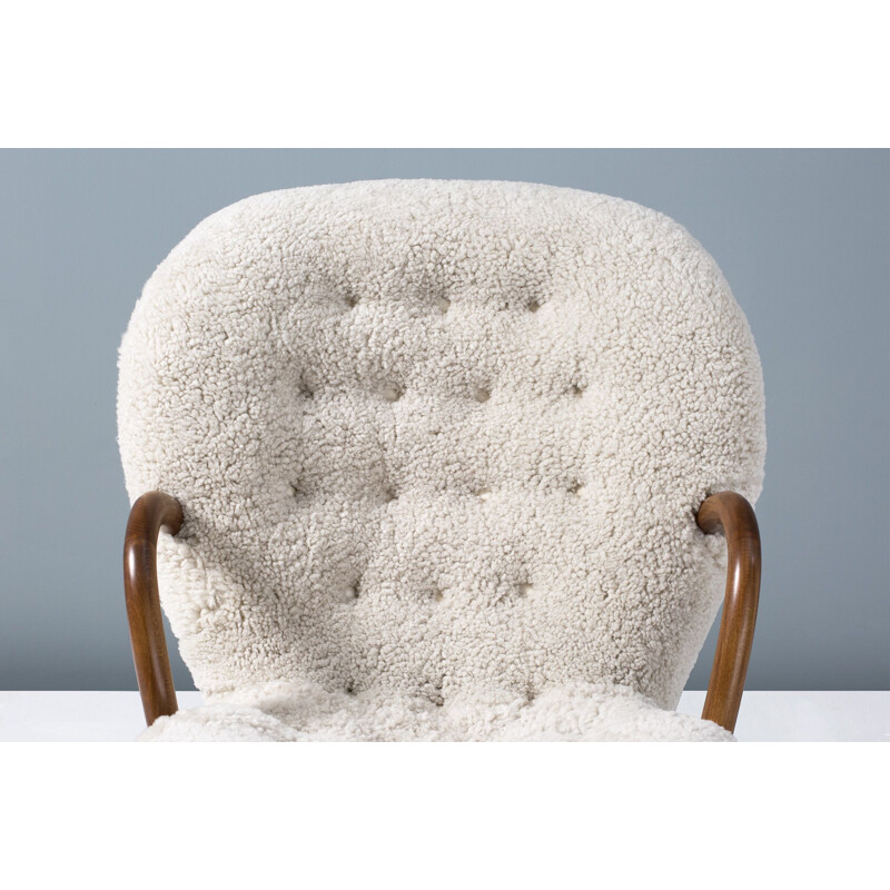 Philip Arctander Vintage Sheepskin Clam Chair 1950s