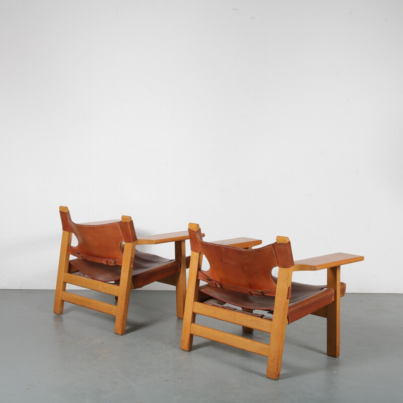 Paire de "chaises espagnoles" vintage de Børge Mogensen pour Fredericia, Danemark 1960