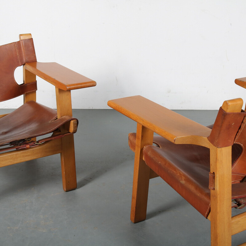 Pair of “Spanish Chairs” by Børge Mogensen for Fredericia, Denmark 1960