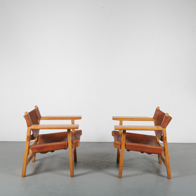 Paire de "chaises espagnoles" vintage de Børge Mogensen pour Fredericia, Danemark 1960