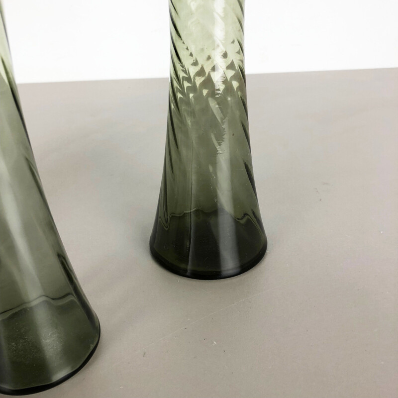 Ensemble de 3 vases vintage en verre de cristal soufflé à la main fabriqués par Alfred Taube, Allemagne, années 1960