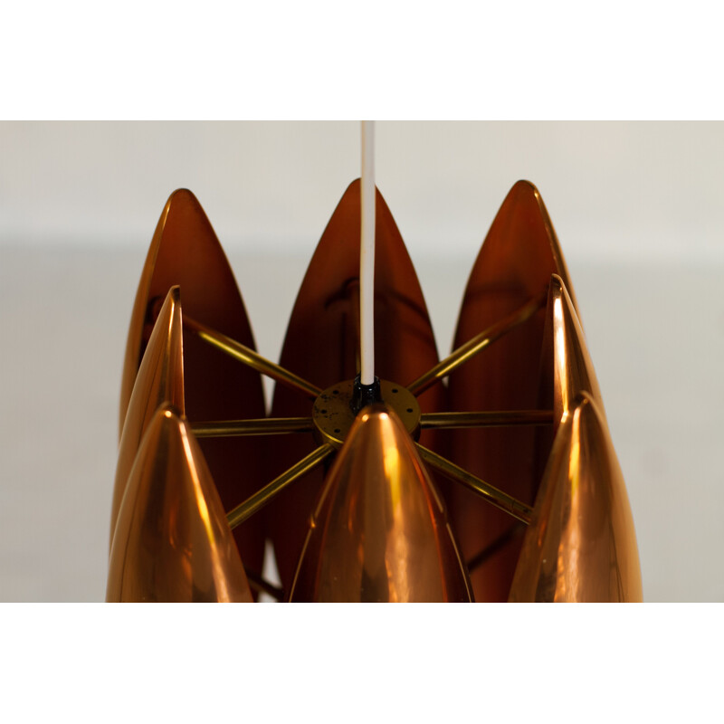 Copper KASTOR suspension lamp by Jo Hammerborg, Denmark, 1960s