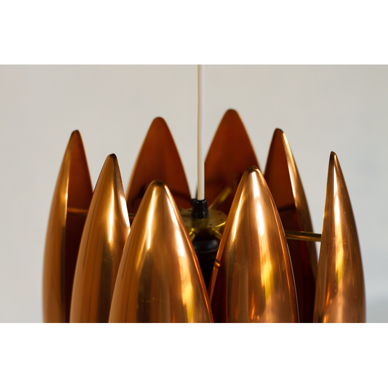 Copper KASTOR suspension lamp by Jo Hammerborg, Denmark, 1960s