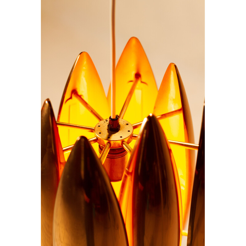 Copper KASTOR suspension lamp by Jo Hammerborg, Denmark, 1960s