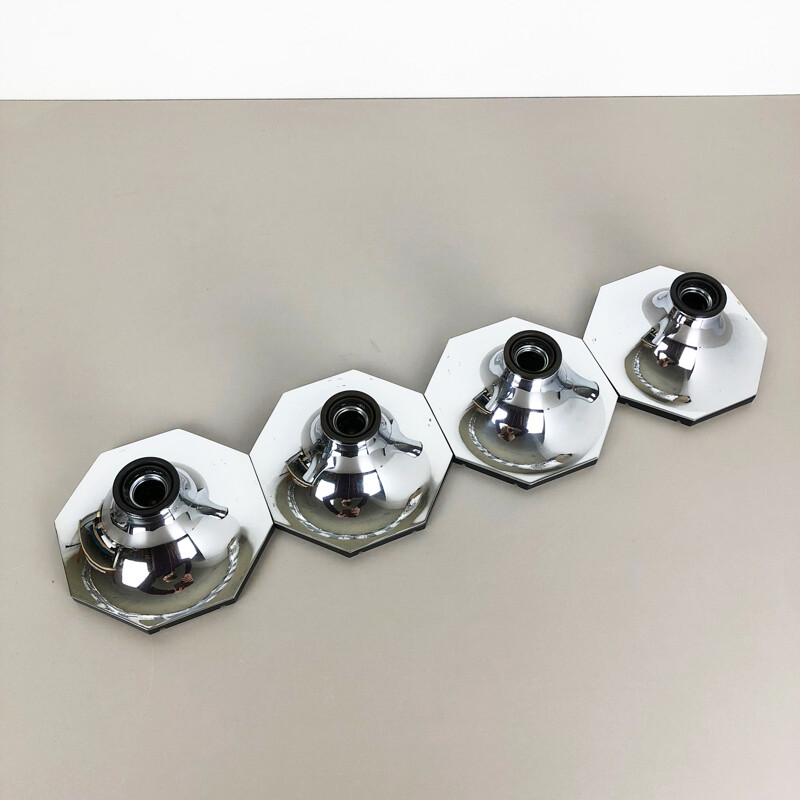 Set of Four Silver Cubic Wall Lights 1970