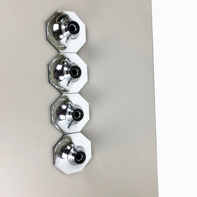 Set of Four Silver Cubic Wall Lights 1970