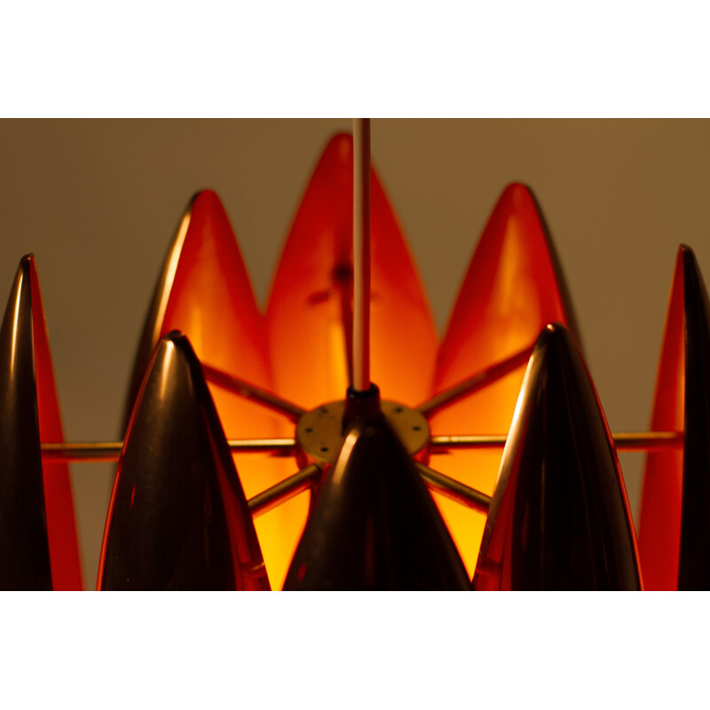 Copper KASTOR suspension lamp by Jo Hammerborg, Denmark, 1960s