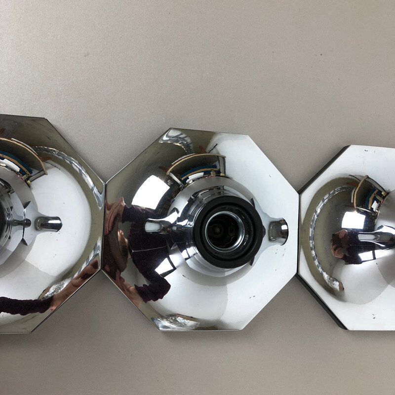 Set of Four Silver Cubic Wall Lights 1970