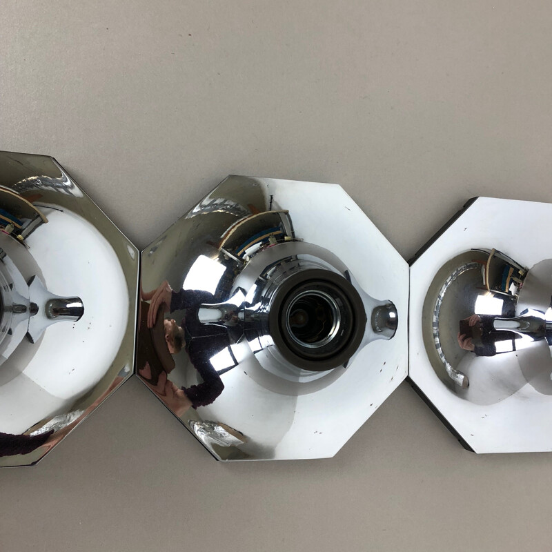 Set of Four Silver Cubic Wall Lights 1970