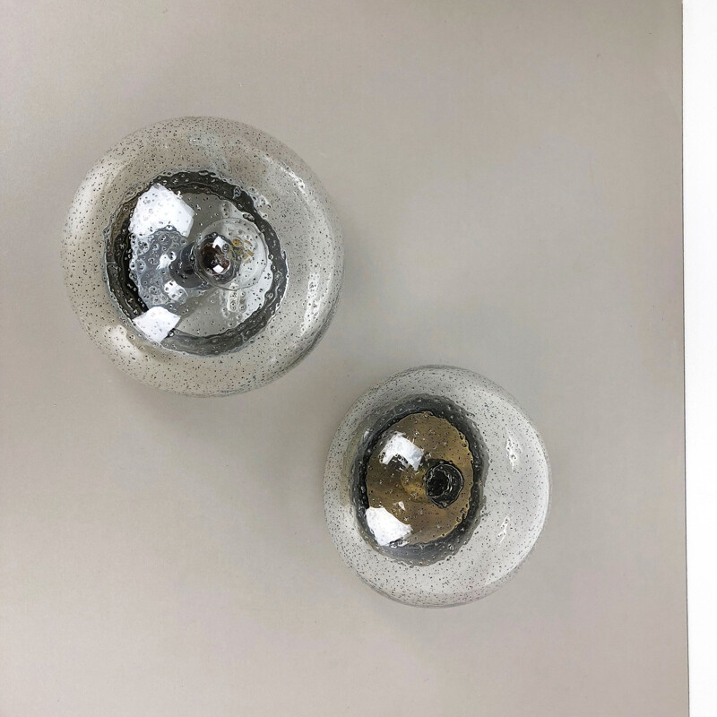 Set of 2 Cone Ice Glass Bubble Wall Light Made by Sölken Leuchten, Germany