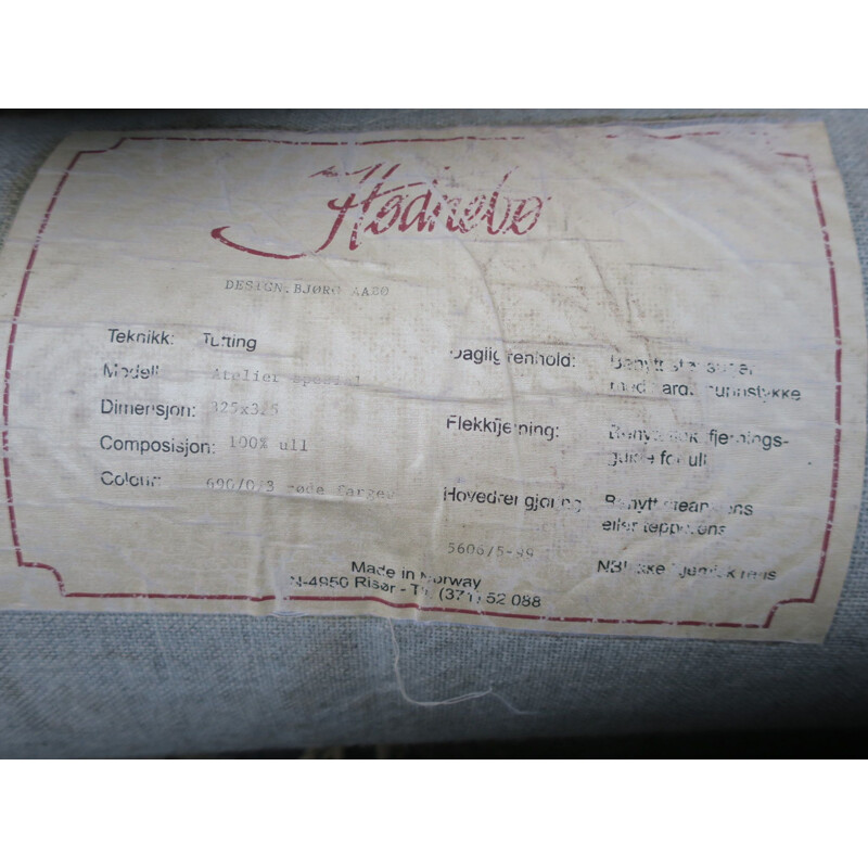 Tapis norvégien vintage en laine touffue Hodnebo de Bjorg Aabo
