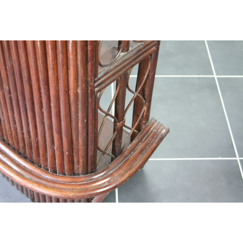 Bar counter and its 2 rattan stools year 70 vintage