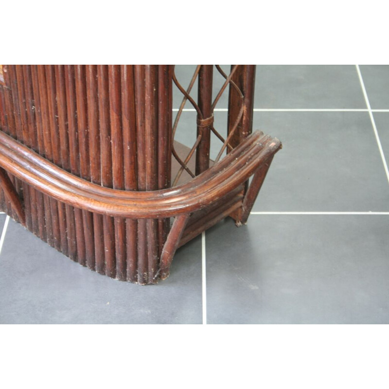 Bar counter and its 2 rattan stools year 70 vintage