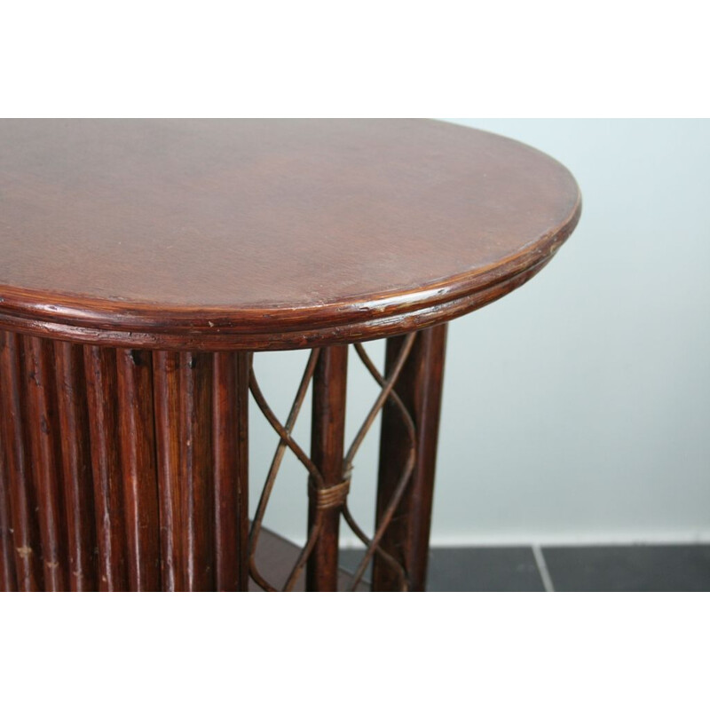 Bar counter and its 2 rattan stools year 70 vintage