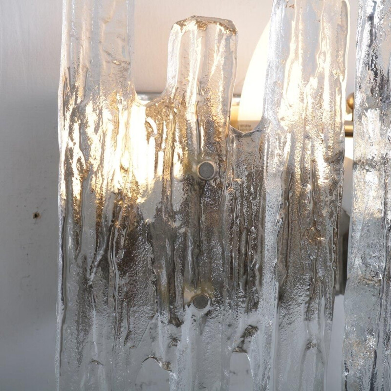 Lampe murale en verre glacé fabriquée par Kalmar Design en Autriche 1970