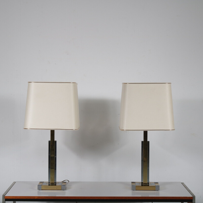 Pair of luxurious table lamps manufactured by Lumica in Spain 1970s 